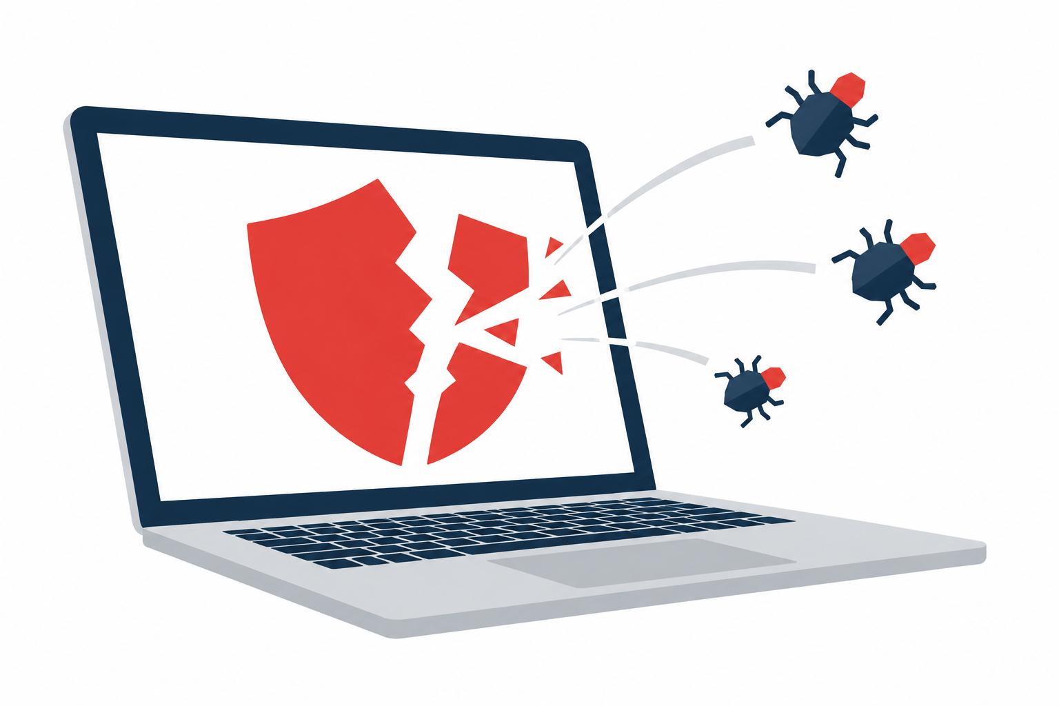 Laptop displaying a malware warning