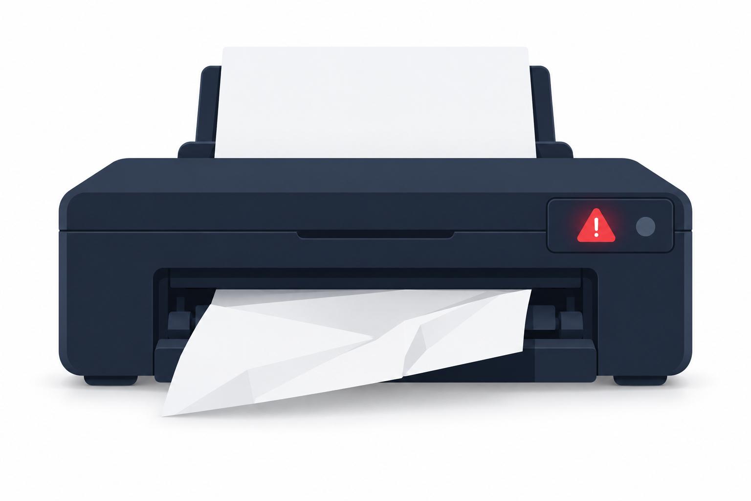 Printer with a control panel showing an error