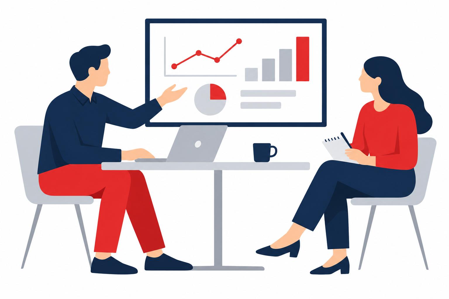 IT consultant reviewing options with a business owner