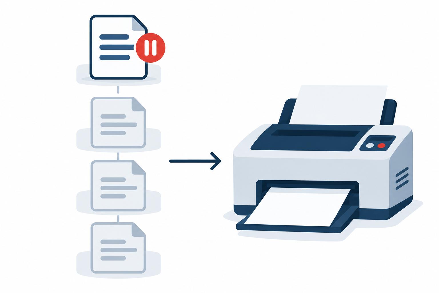 Print queue with a stalled job at the front of the line